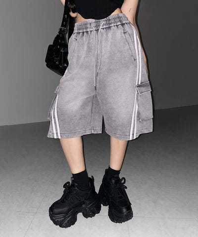 サイドラインヴィンテージワイドカーゴスウェットハーフパンツ / sideline vintage wide cargo sweat half pants