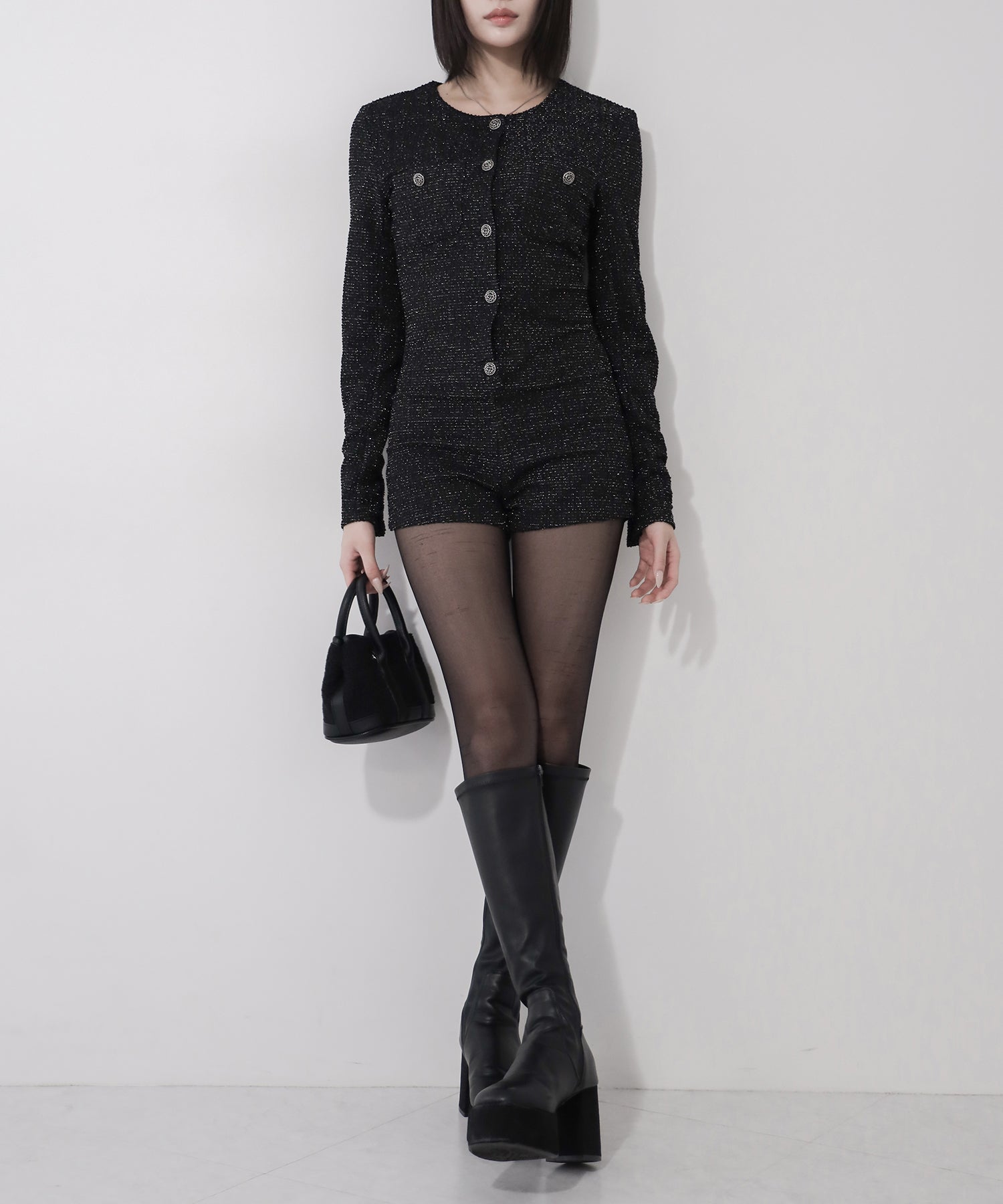 ブラックツイードレディミニオールインワン ／ black tweed lady mini allinone