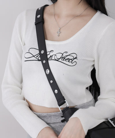 【 A4収納可 】ミニポーチ付きスタッズベルトヴィンテージフェイクレザーショルダーバッグ ／ mini poach SET studs belt vintage fake leather shoulder bag