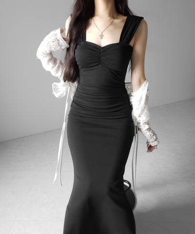 シャーリングロングタイトマーメイドキャミワンピ ／ shirring long tight mermaid cami onepiece