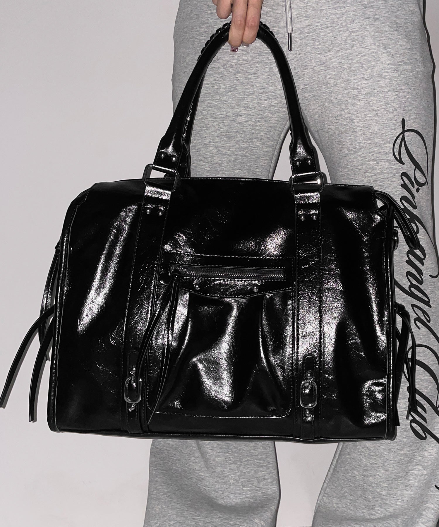 ヴィンテージフェイクレザーボストンエディターズバッグ ／ vintage fake leather boston editors bag