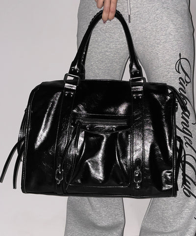 ヴィンテージフェイクレザーボストンエディターズバッグ ／ vintage fake leather boston editors bag