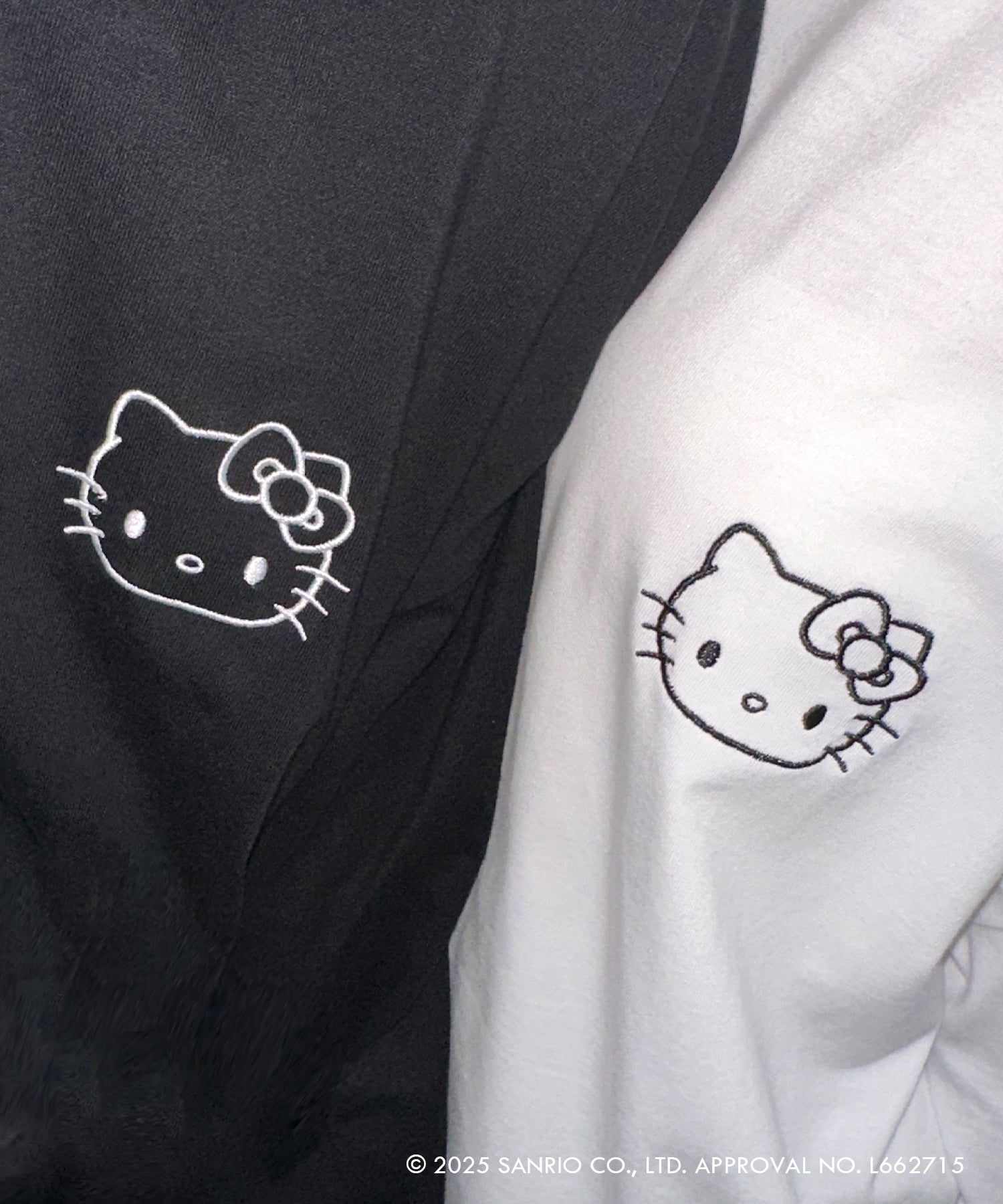 【 HELLO KITTY × me+em select 】ハローキティ刺繍長袖ビッグロンT ／ Hello Kitty embroidery big long sleeve T-Shirts【 セットアップ着用可能 】