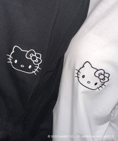 【 HELLO KITTY × me+em select 】ハローキティ刺繍長袖ビッグロンT ／ Hello Kitty embroidery big long sleeve T-Shirts【 セットアップ着用可能 】