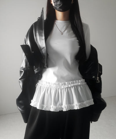【 ３color 】裾フリルレイヤード長袖トップス ／ hem frill layered long sleeve tops