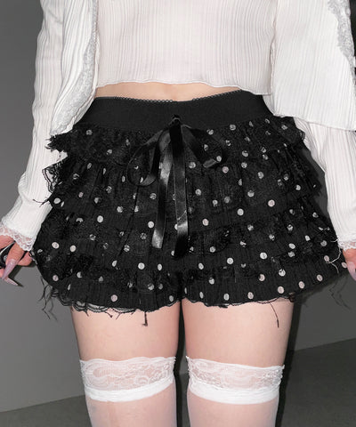 ドットレースフリルショートパンツ ／ dot lace frill short pants