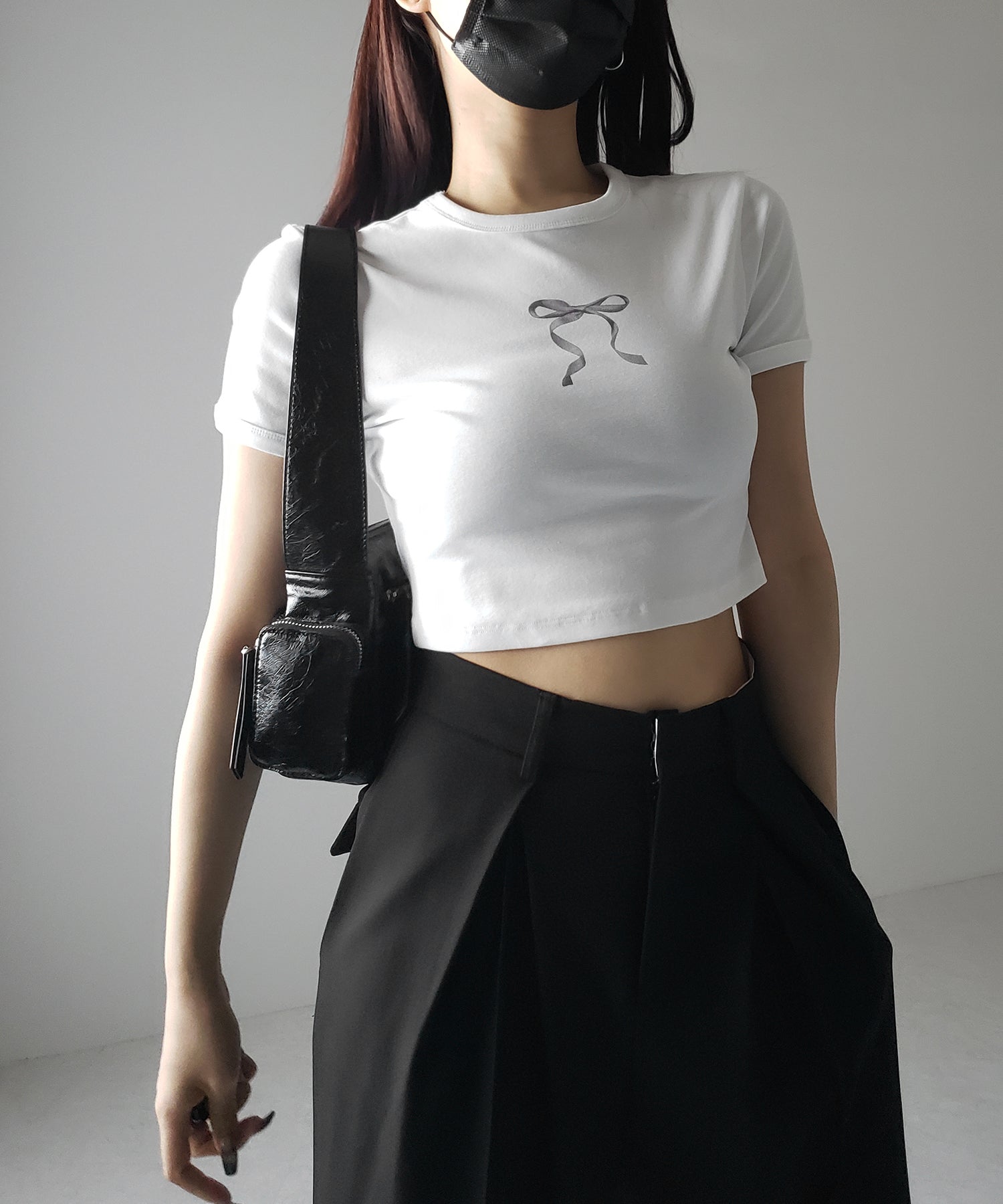 【 ４color 】ミニリボンショートちびＴシャツ ／mini ribbon short chibi Tee