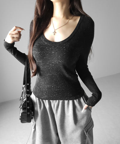 メランジネップルーズニットトップス ／ melange nep loose knit tops