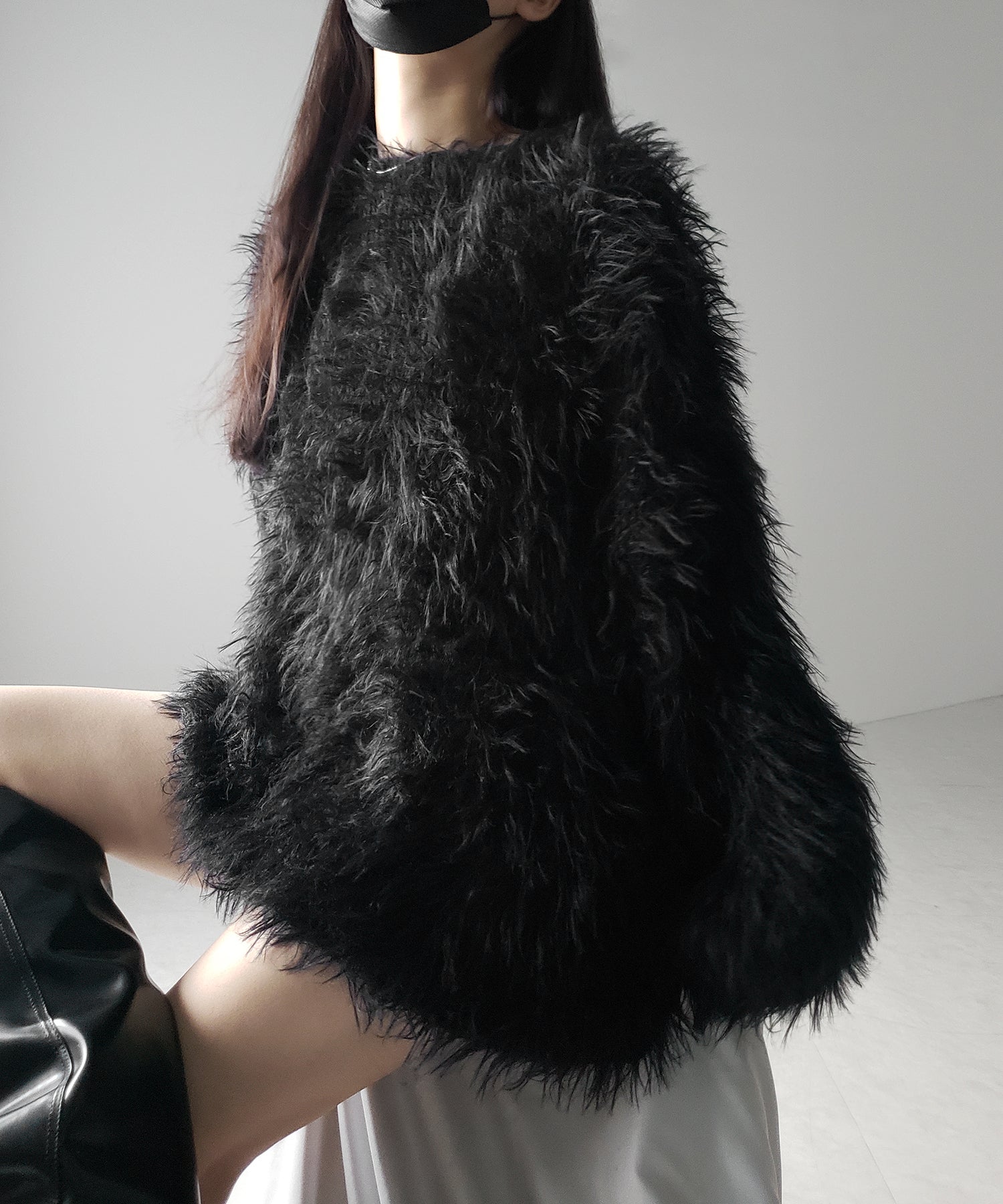 【 ３color 】フラッフィーシャギーボリュームニットミニワンピース ／ fluffy shaggy volume knit mini onepiece