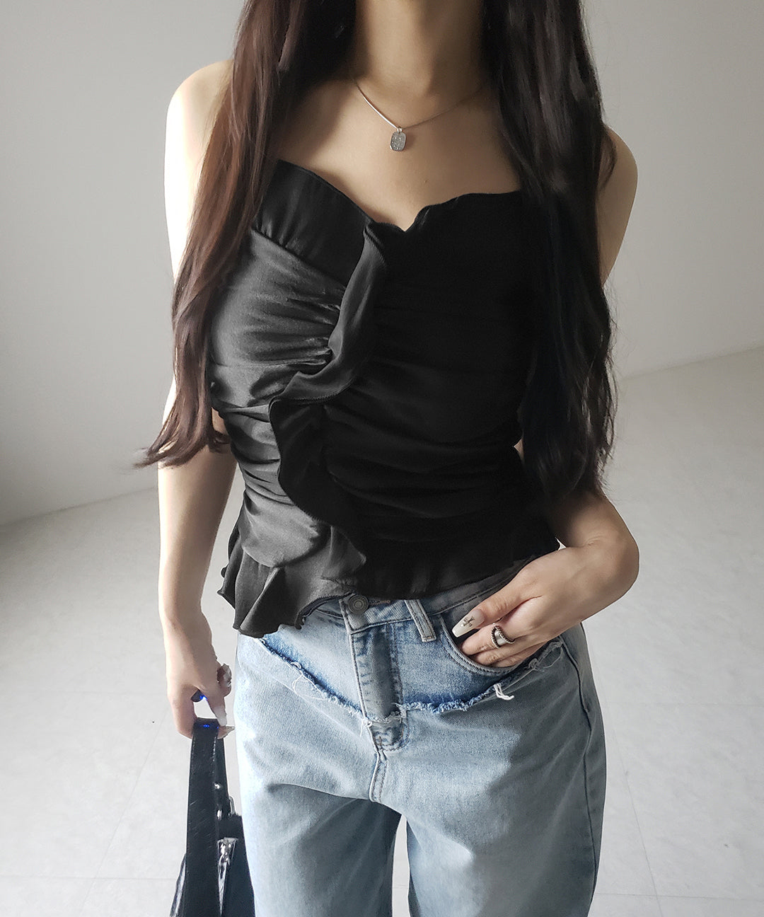 【 ２color 】オーガンジーボリュームフリルビスチェ ／ organdy volume Frill Bustier