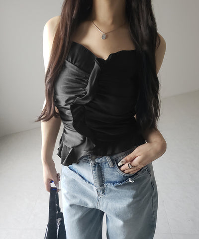 【 ２color 】オーガンジーボリュームフリルビスチェ ／ organdy volume Frill Bustier