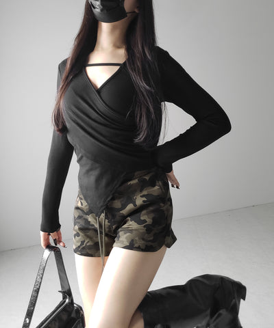 【 ２color 】ヴィンテージカモフラタイトショートパンツ ／ Vintage camouflage tight short pants