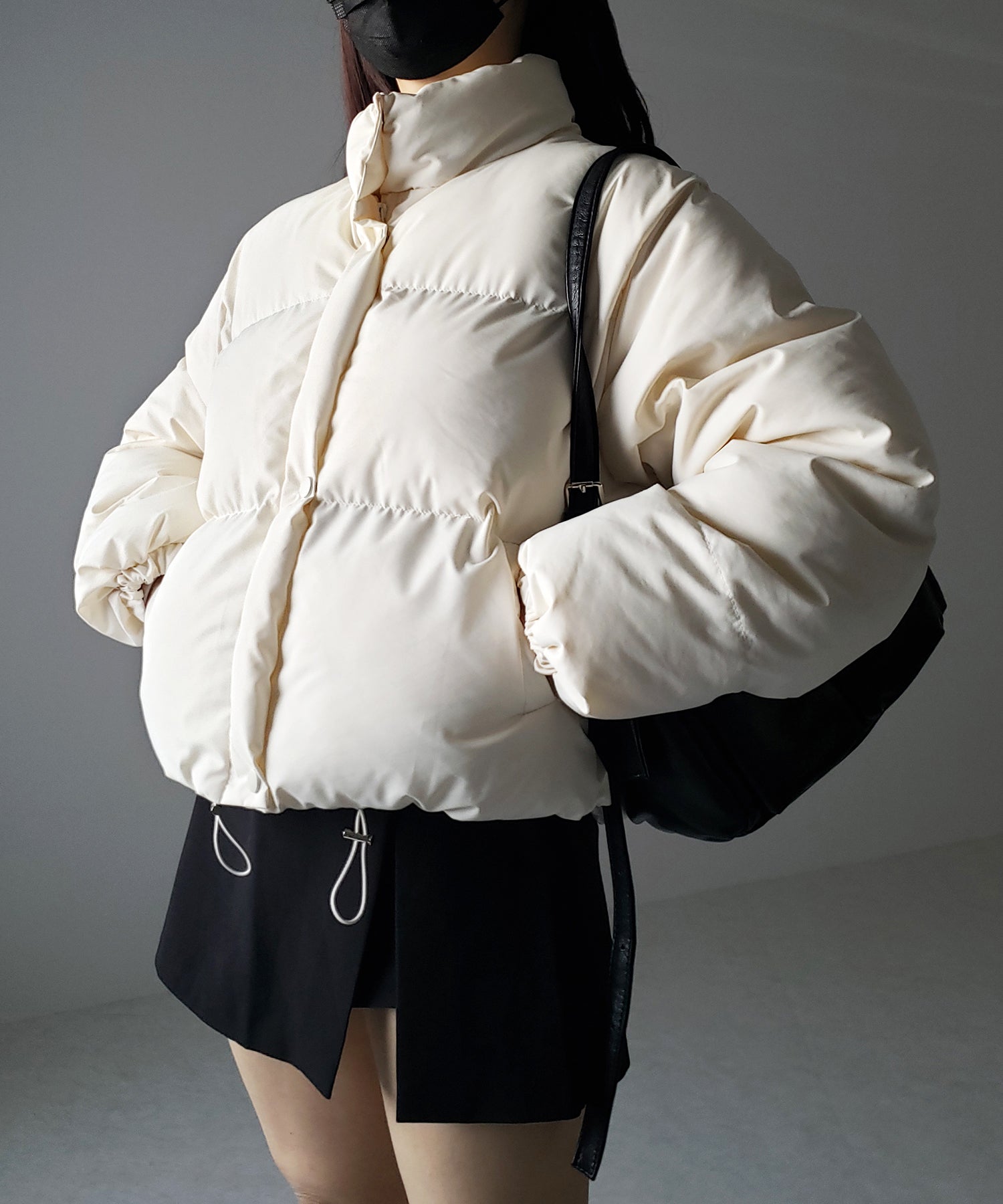 【裾絞り可能２WAY 】ニュアンスカラーショートパフダウンジャケット