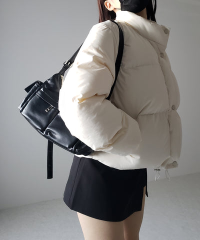 【裾絞り可能２WAY 】ニュアンスカラーショートパフダウンジャケット