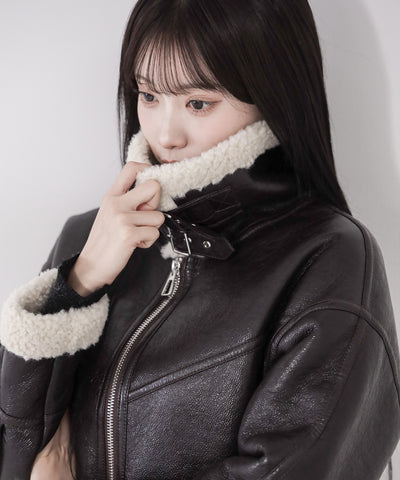 B-3ヴィンテージレザーボアムートンジャケット ／ B-3 vintage leather boa mouton jacket