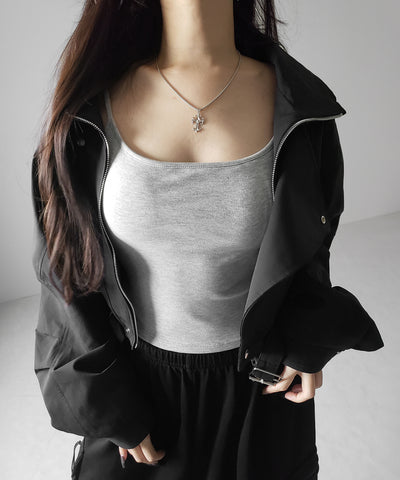 【 カップ付き 】スクエアネックストラップスリムキャミソール ／ square neck strap slim camisole