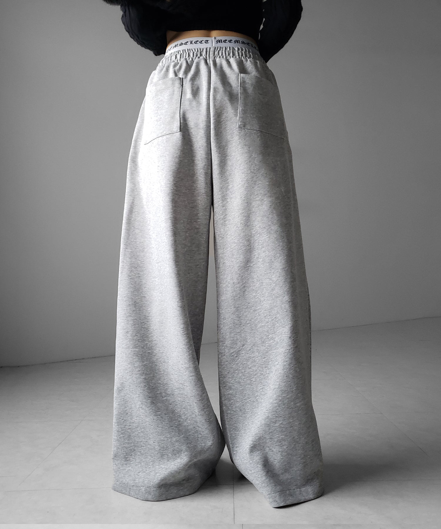 ウエストグランジロゴスウェットワイドパンツ ／ waist grunge logo sweat wide pants