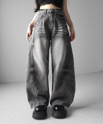 【 ３size 】ヴィンテージブラックウォッシュバルーンデニム ／ Vintage black wash balloon denim