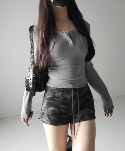 【 ２color 】ヴィンテージカモフラタイトショートパンツ ／ Vintage camouflage tight short pants
