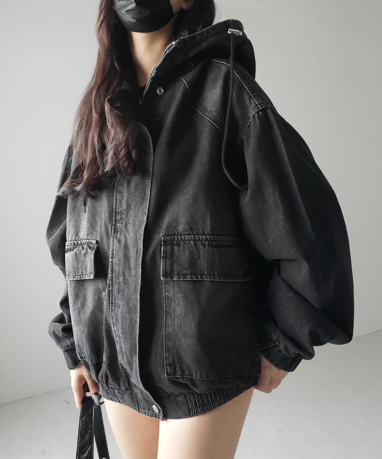 【 ２color 】ヴィンテージデニムダブルジップフードブルゾン ／ vintage denim double zip hoodie blouson
