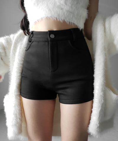 裏起毛ハイウエストタイトスパンショートパンツ ／ urakimo high waist tight span short pants