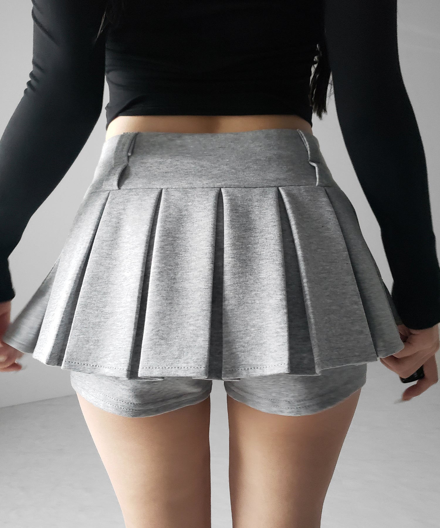 【 インパン裏地付 】プリーツスウェットマイクロミニスカパン ／ plests sweat micro mni skirt pants