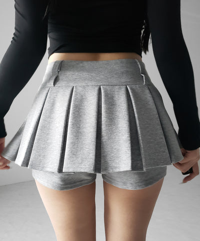 【 インパン裏地付 】プリーツスウェットマイクロミニスカパン ／ plests sweat micro mni skirt pants