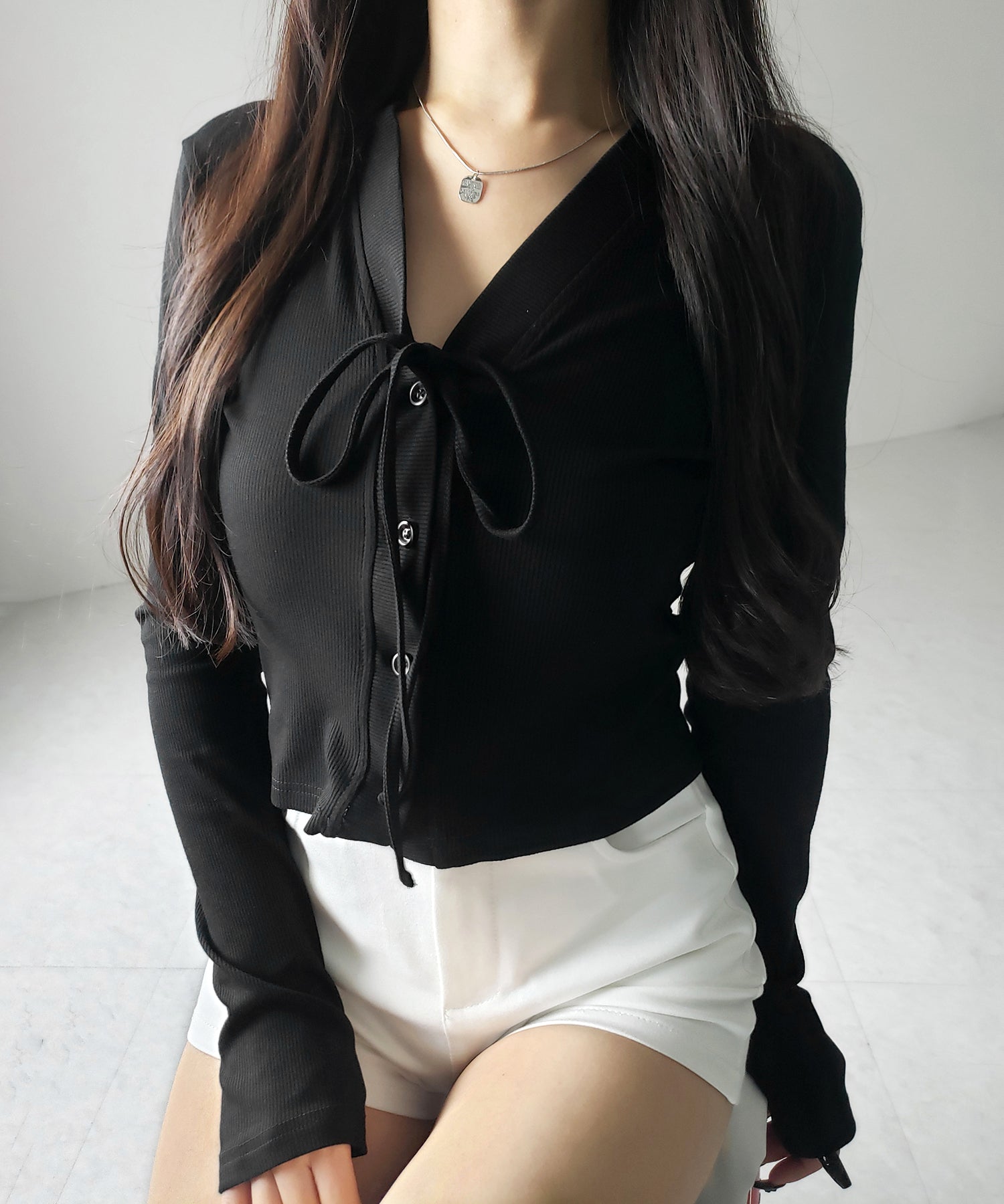 【 ４color 】フロントリボンリブカットソーカーディガン ／ front ribbon rib cutsew cardigan