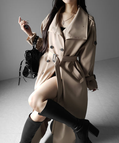 ２WAYスタンドカラーオーバーロングトレンチコート ／ 2WAY stand collar over long trench coat