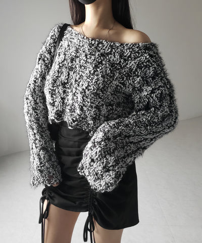 【 ２color 】マシュマロダメージショートニット ／ marshmallow damage short knit