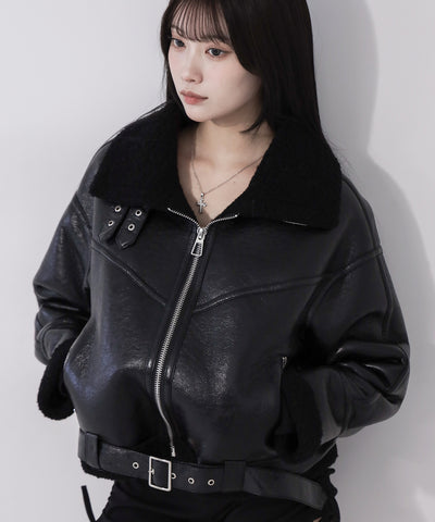 B-3ヴィンテージレザーボアムートンジャケット ／ B-3 vintage leather boa mouton jacket