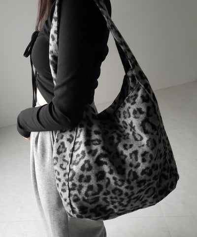 【 ２color 】レオパードワンハンドルショルダートートバッグ ／ leopard onehandle shoulder tote bag