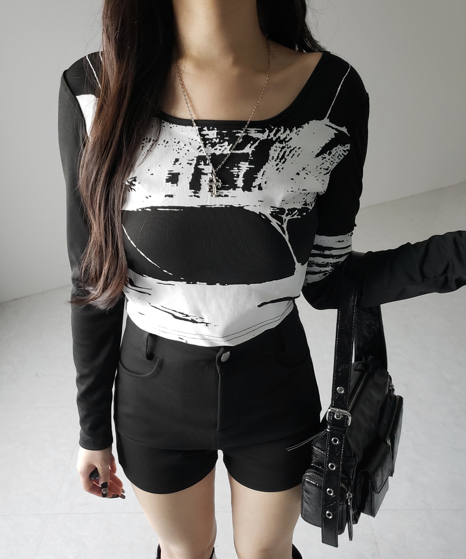 【 ２color 】ヴィンテージプリントショートリブＴシャツ ／ vintage print short lib t-shirt