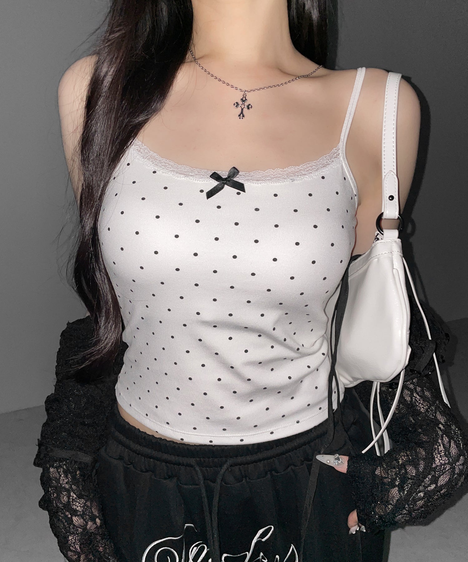 ミニリボンドットレースキャミソール ／ mini ribbon dot lace camisole