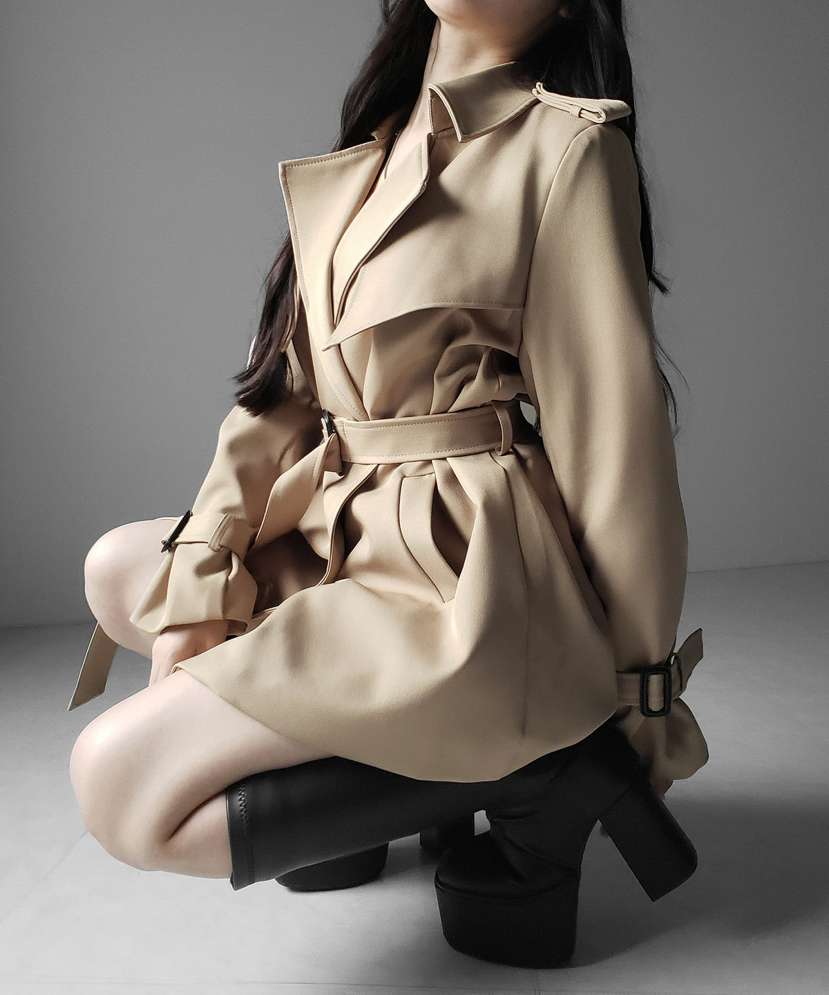 ウエストマークレディミドルトレンチコート ／ waistmark lady middle trench coat