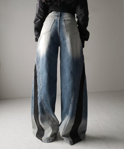 【 ４size 】ブラックスウィッチングヴィンテージワイドデニム ／ black switching vintage wide denim