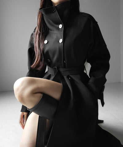 ２WAYスタンドカラーオーバーロングトレンチコート ／ 2WAY stand collar over long trench coat