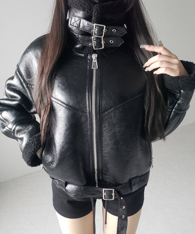 B-3ヴィンテージレザーボアムートンジャケット ／ B-3 vintage leather boa mouton jacket