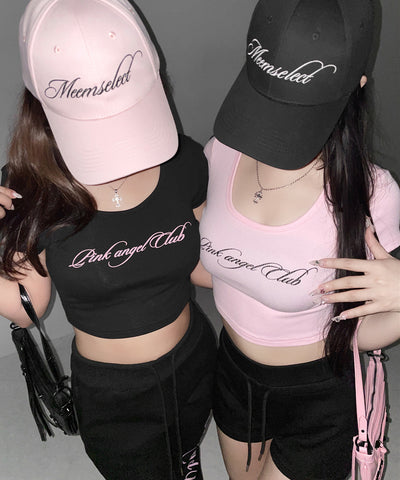 【 PINK ANGEL CLUB 】lettering LOGO embroidery CAP ／ レタリングロゴ刺繍キャップ