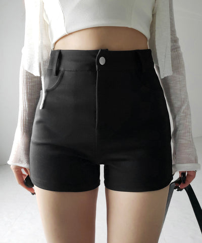 【 ２color ／４size 】ハイウエストタイトスパンショートパンツ ／ high waist tight span short pants