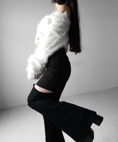 カットアウトヴィンテージストレッチフレアデニム ／ cutout vintage stretch flare denim