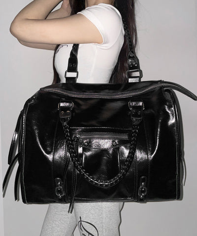 ヴィンテージフェイクレザーボストンエディターズバッグ ／ vintage fake leather boston editors bag