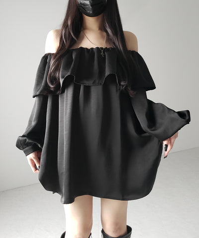 【 ２color 】オフショルダーフリルオーバーミニワンピース ／ off shoulder frill over mini onepiece