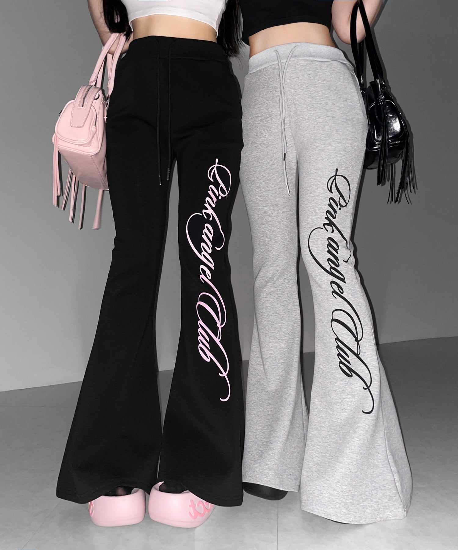 【 PINK ANGEL CLUB 】レタリングロゴスウェットフレアパンツ ／ PINK ANGEL CLUB lettering logo sweat flare pants