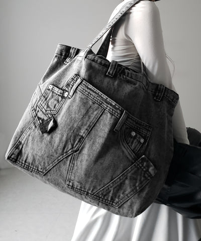 【 ２color 】ヴィンテージドッキングウォッシュデニムバッグ ／ vintage docking washed denim bag