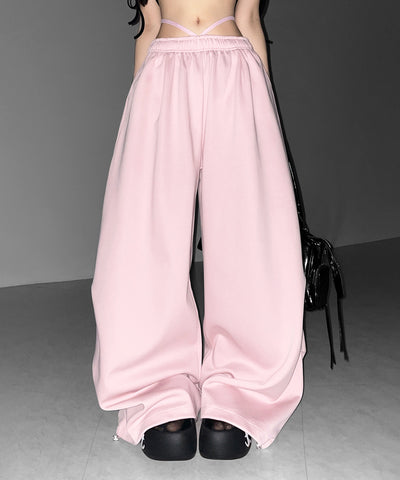 ウエストストリングタックワイドスウェットパンツ ／ waist string tack wide sweat pants