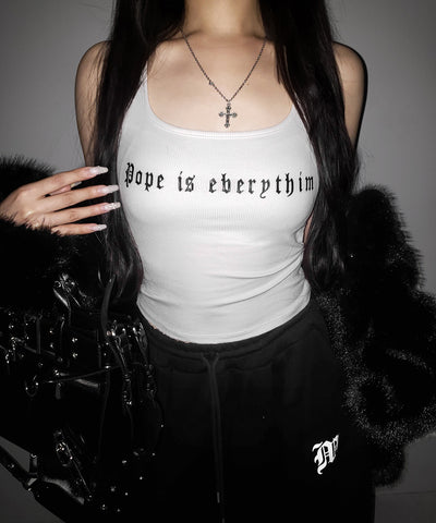 【 ２color 】グランジロゴバッククロスキャミソールトップス ／ grunge logo back logo camisole tops
