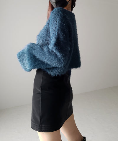 【 7color 】カットアウトショートシャギーニット