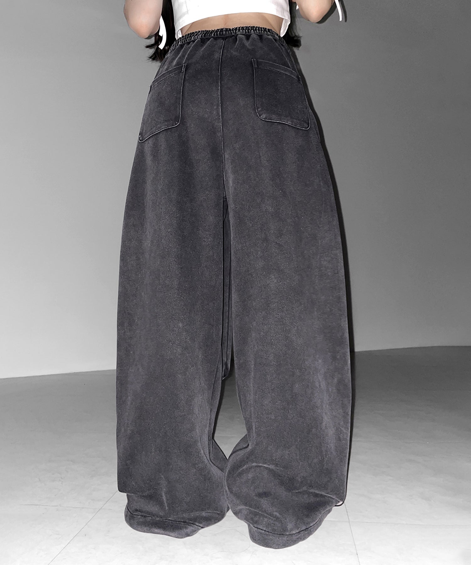 フェイクレイヤードピグメントスウェットワイドパンツ ／ fake layered pigment sweat wide pants