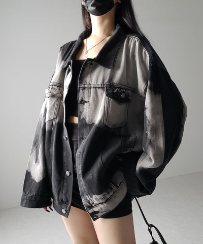 【 ３size 】タイダイブリーチヴィンテージオーバーデニムジャケット ／ tie dye bleach vintage over denim jacket